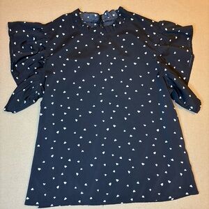 SHEIN - Black Blouse with White Hearts